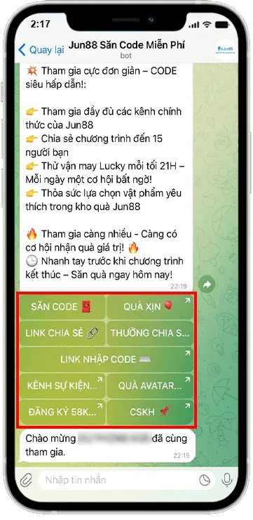 Bước 2: Nhấn vào các mục nhận thưởng hiển thị